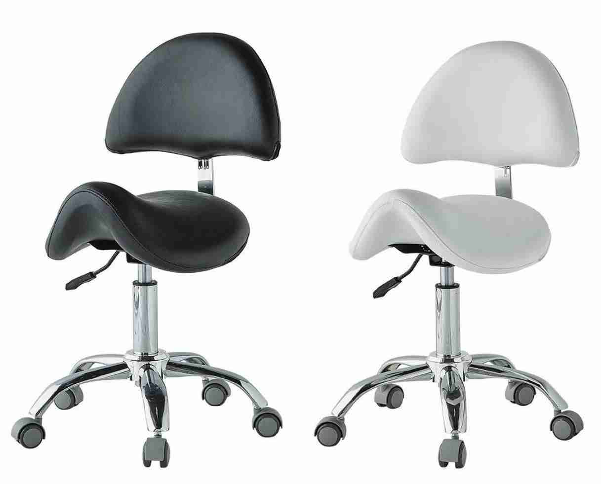 Revolving stool with back support with castors - (#FSHG-A062B)